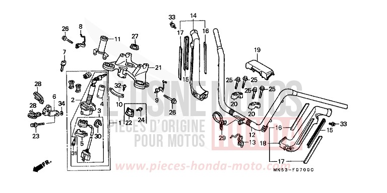 HANDLE PIPE/TOP BRIDGE for Gold Wing BLACK-Z (NH1Z) from 1988